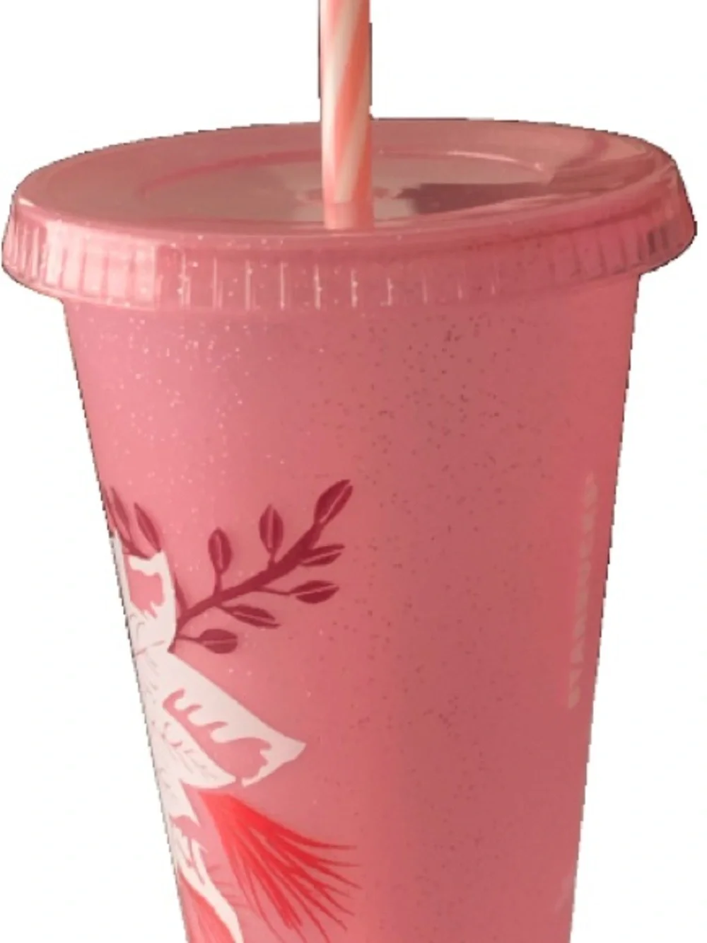 Pre Owned Starbucks 2022 Pink Holiday Flower Glitter Cold Tumbler Straw Stickers